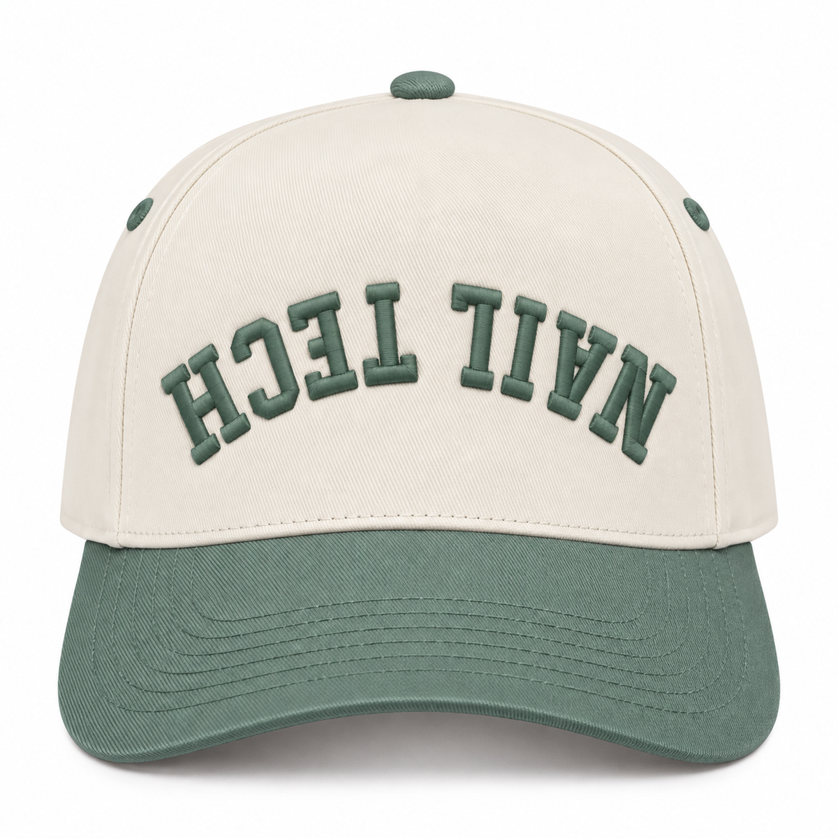 Nail Tech Upside-Down 3D Puff Trucker Hat — Sage Green