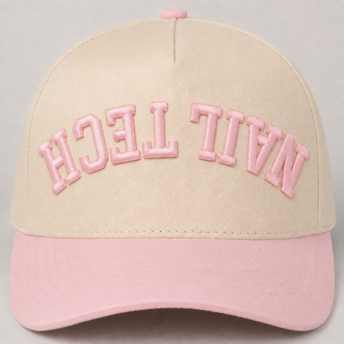 Nail Tech Upside-Down 3D Puff Trucker Hat — Pink