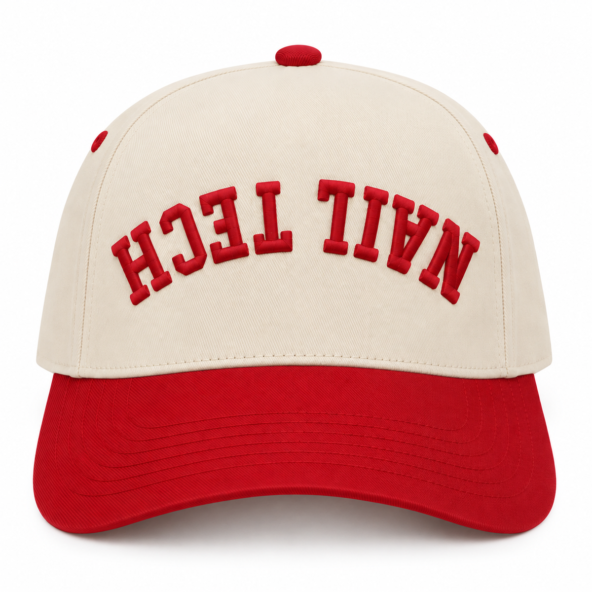 Nail Tech Upside-Down 3D Puff Trucker Hat — Red